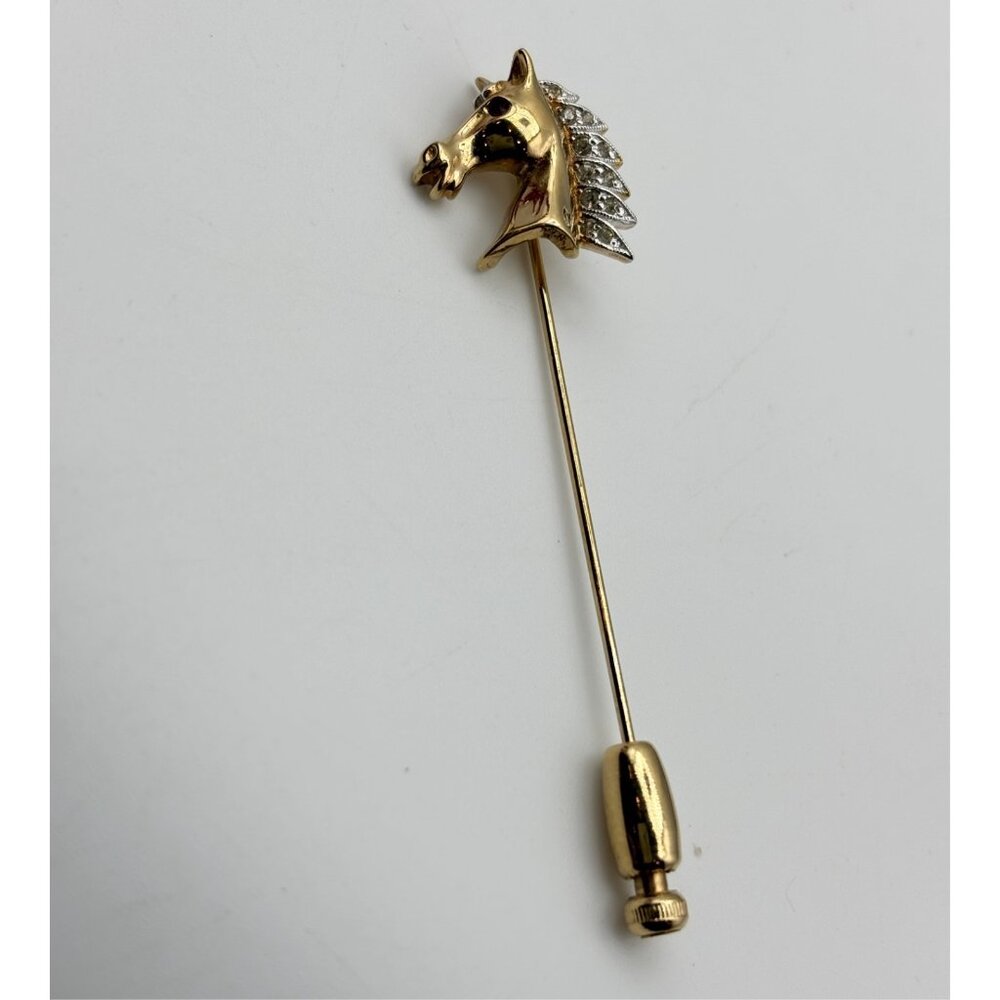 1960s Panetta Pave Rhinestone Crystal Horse Head Stick Pin-Signed-RARE-NOS - Picture 6 of 10